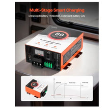 80 Amp 110V AC to 12V DC RV Converter Battery Charger Compatible with Lithium & Lead Acid Battery