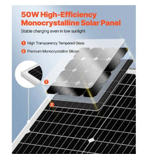 50W 12V Solar Battery Charger Maintainer, Mono Solar Panel Trickle Battery Charger with Upgraded MPPT Controller