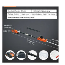 20V Cordless Hedge Trimmer 18 Inch Double edged Steel Blade Pole Hedge Trimmer Kit