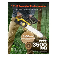 20V 12-Inch Brushless Chainsaw Battery Powered 4.0Ah Battery and Rapid Charger Included,Wood Cutting