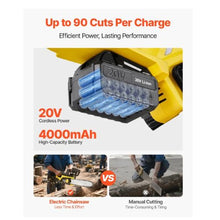20V 12-Inch Brushless Chainsaw Battery Powered 4.0Ah Battery and Rapid Charger Included,Wood Cutting