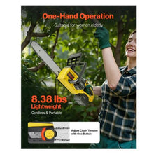 20V 12-Inch Brushless Chainsaw Battery Powered 4.0Ah Battery and Rapid Charger Included,Wood Cutting