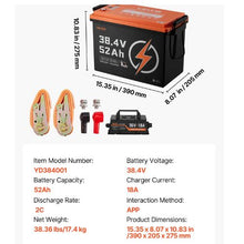 36V 52AH Lithium Golf Cart Battery with 18A Charger Lifepo4 Battery Kit Built-in 100A BMS,Trolling Motors