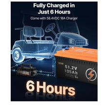 48V 105Ah Golf Cart Lithium Battery 48 Volt Golf Cart Battery with 200A BMS,LiFePO4 Battery with 600A Peak Current
