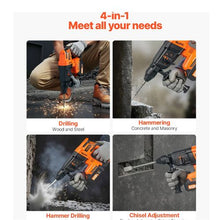20V Brushless Cordless Hammer Drill Lithium-Ion 1.1 Inch Rotary Hammer Driver,SDS-Plus Electric Lightweight Power Tool Kit with Battery and Charger