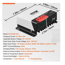 50A MPPT Solar Charge Controller 12V / 24V Auto DC Input, Solar Panel Regulator Charger with Bluetooth Module