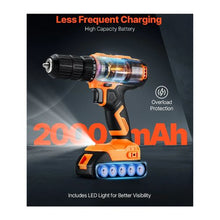 Cordless Drill Driver 1/2 inch Metal Chuck Dual-Speed Variable Drill Driver Kit with Lithium Battery and Charger