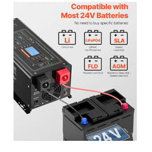3000 Watt DC 24V to AC 120V Power Inverter with LCD Display Compatible with Various Batteries