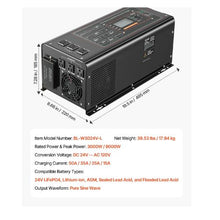 3000 Watt DC 24V to AC 120V Power Inverter with LCD Display Compatible with Various Batteries