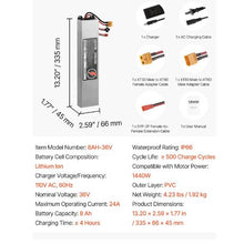 36V Scooter Battery Pack 8000mAh Lithium Battery Replacement with 30A BMS Charger Compatible with 1440W Motors