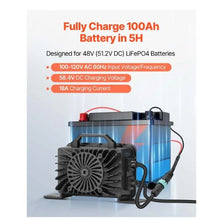 48V 18A Lithium Battery Charger with Waterproof Connector,AC-DC LiFePO4 Smart Charger