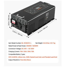 4000 Watt 24V to AC 120V Power Inverter with LCD Display Remote Control Solar Inverter