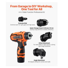 Cordless Drill Driver 5-In-1 Metal Chuck Dual-Speed Variable Drill Driver Kit with 2 Lithium Batteries and Charger