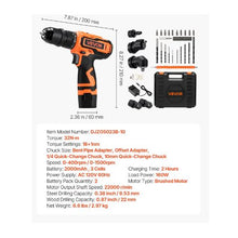 Cordless Drill Driver 5-In-1 Metal Chuck Dual-Speed Variable Drill Driver Kit with 2 Lithium Batteries and Charger