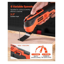 Cordless Oscillating Tool 12V Multitool Oscillating Saw Tool Variable Speeds 6000 - 17500 OPM 2.0Ah Battery Pack & Charger