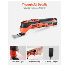 Cordless Oscillating Tool 12V Multitool Oscillating Saw Tool Variable Speeds 6000 - 17500 OPM 2.0Ah Battery Pack & Charger