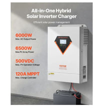 6000W All in One Pure Sine Wave Power Inverter Charger 48V DC to Single Phase for Off-Grid System Lead Acid Lithium Battery