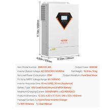6000W All in One Pure Sine Wave Power Inverter Charger 48V DC to Single Phase for Off-Grid System Lead Acid Lithium Battery