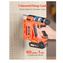 Cordless Brad Nailer 2-in-1 Nail Gun Staple Gun ncludes 1000 Pcs Staples and 1000 Pcs Nails with Battery and Charger