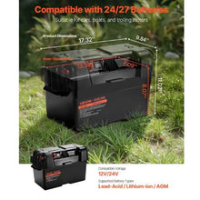Group 24/27 Trolling Motor Battery Box 12V/24V Marine Batteries Case with PP Shell and Dual Straps