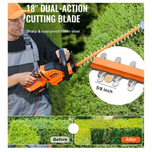 20V Cordless Hedge Trimmer 18 inch Double-edged Steel Blade Fast Charger