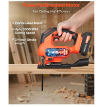 20V Cordless Jig Saw 3000 SPM Blade Speed Cordless Jigsaw with Battery and Charger