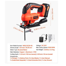 20V Cordless Jig Saw 3000 SPM Blade Speed Cordless Jigsaw with Battery and Charger