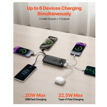 Portable Charger with Built-in Cables 10000 mAh Travel Battery Pack 6 Outputs 3 Inputs Fast Charging Power Bank