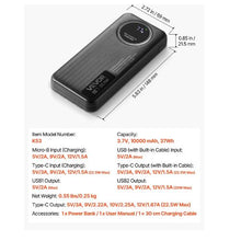 Portable Charger with Built-in Cables 10000 mAh Travel Battery Pack 6 Outputs 3 Inputs Fast Charging Power Bank