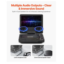 Portable DVD Player 4 Hours Built-in Rechargeable Battery AC Power Adapter Remote Control Dual Speakers Remote Control