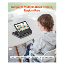 Portable DVD Player 4 Hours Built-in Rechargeable Battery AC Power Adapter Remote Control Dual Speakers Remote Control