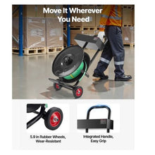 Banding Strapping Cart Heavy Duty Strapping Dispenser Equipped with Upgrade Brake System Built-in Spacious Tray for Tools