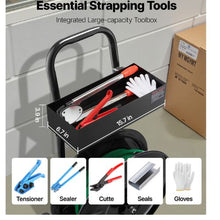 Banding Strapping Cart Heavy Duty Strapping Dispenser Equipped with Upgrade Brake System Built-in Spacious Tray for Tools