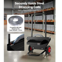 Banding Strapping Cart Fit for Steel Strapping Coils with Heavy Duty Strapping Dispenser with Rubber Wheels