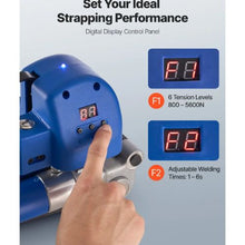 13-19 mm Electric Strapping Machine 2 x 4000mAh Batteries Automatic Strapping Tool with Digital Display Handheld Banding Tools for Packaging Box Pallet