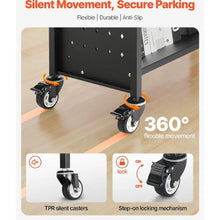Rolling Library Book Cart 30.3 x 15 x 48.0-Inch Library Cart V-Shaped Shelves with 3-Inch Lockable Wheels