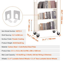 31.1" x 15.2" x 49.2" Rolling Book Cart Single Sided V-Shaped Sloped Shelves with 4-Inch Lockable Wheels for Home Shelves