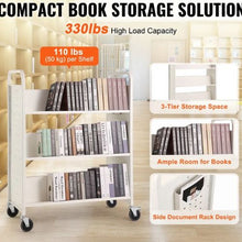 39.4" x 20.1" x 49.2" Rolling Book Cart  Double Sided W-Shaped Sloped Shelves with 4-Inch Lockable Wheels