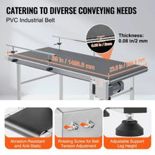 Belt Conveyor 59 x 23.6 inch Conveyor Table Heavy Duty Stainless Steel Motorized Belt Conveyor for Inkjet Coding Applications Powered PVC Belt
