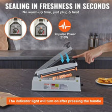 8 Inch Manual Heat Sealing Machine with Adjustable Heating Mode Aluminum Shrink Wrap Bag Sealers for Plastic Mylar PE PP Bags
