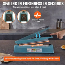 12 Inch Manual Heat Seal Machine with Adjustable Heating Mode  Iron Shrink Wrap Bag Sealers for Plastic Mylar PE PP Bags