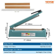 12 Inch Manual Heat Seal Machine with Adjustable Heating Mode  Iron Shrink Wrap Bag Sealers for Plastic Mylar PE PP Bags