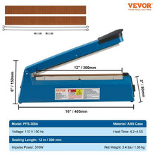 12 Inch Manual Heat Seal Machine with Adjustable Heating Mode ABS Shrink Wrap Bag Sealers for Plastic Mylar PE PP Bags