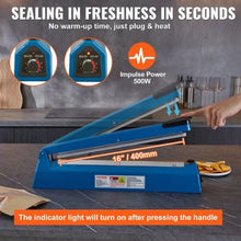 16 Inch Manual Heat Seal Machine with Adjustable Heating Mode ABS Shrink Wrap Bag Sealers for Plastic Mylar PE PP Bags