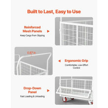 Platform Truck Cart with Cage Foldable Flatbed Cart with Swivel Wheels Heavy Duty Hand Truck Multi-Functional Push Dolly