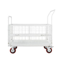 Platform Truck Cart with Cage Foldable Flatbed Cart with Swivel Wheels Heavy Duty Hand Truck Multi-Functional Push Dolly