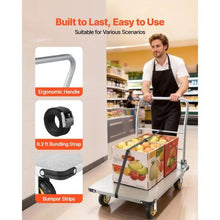 Platform Truck Heavy Duty Steel Flatbed Cart with Swivel Wheels and Handle Foldable Platform Hand Push Truck Dolly