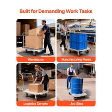Platform Truck Heavy Duty Steel Flatbed Cart with Swivel Wheels and Handle Foldable Platform Hand Push Truck Dolly