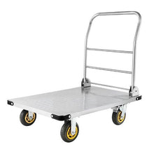Platform Truck Heavy Duty Steel Flatbed Cart with Swivel Wheels and Handle Foldable Platform Hand Push Truck Dolly
