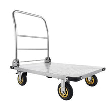 Platform Truck Heavy Duty Steel Flatbed Cart with Swivel Wheels and Handle Foldable Platform Hand Push Truck Dolly